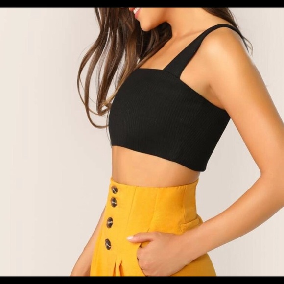 NWOT Thick strap rib- knit crop top - Picture 3 of 5